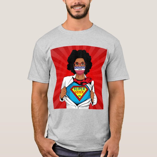 Vote Face Mask LWV Super Voter T-Shirt (Front)