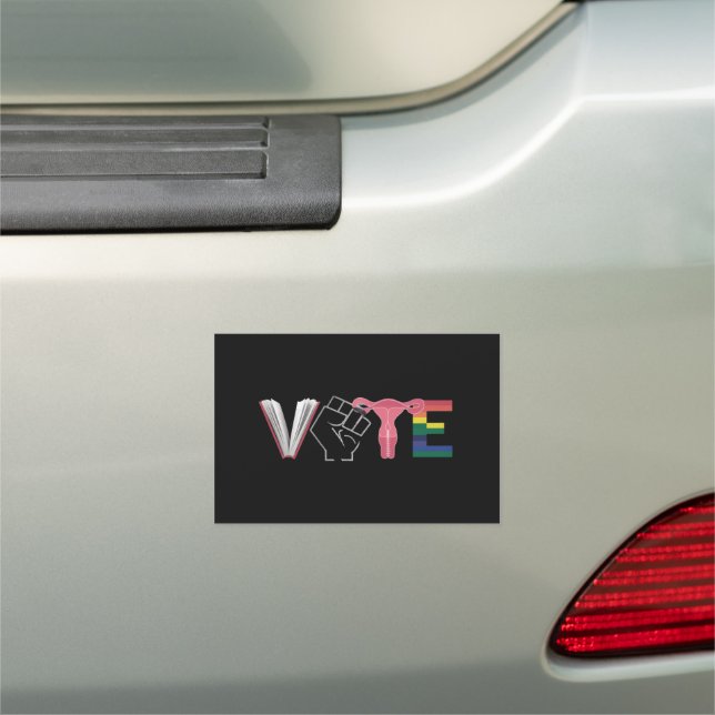 Vote Feminist Women's Rights Banned Books LGBTQ Car Magnet (In Situ)