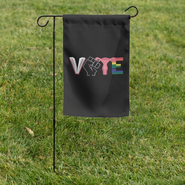 Vote Feminist Women's Rights Banned Books LGBTQ Garden Flag (In SItu)