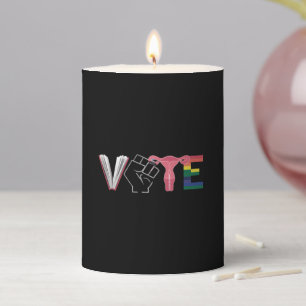 Vote Feminist Women's Rights Banned Books LGBTQ Pillar Candle
