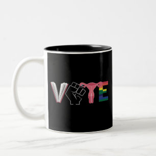 Vote Feminist Women's Rights Banned Books LGBTQ Two-Tone Coffee Mug