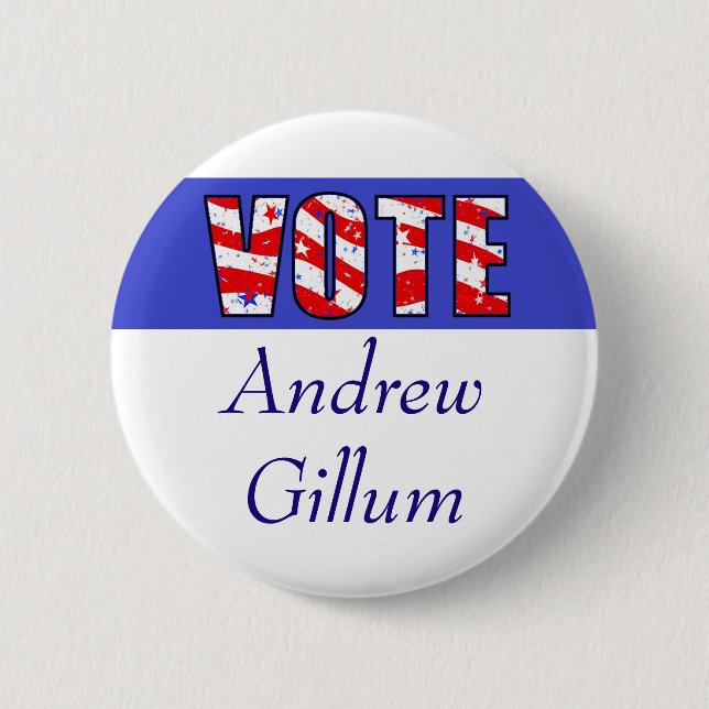 Vote for Andrew Gillum Election Button (Front)