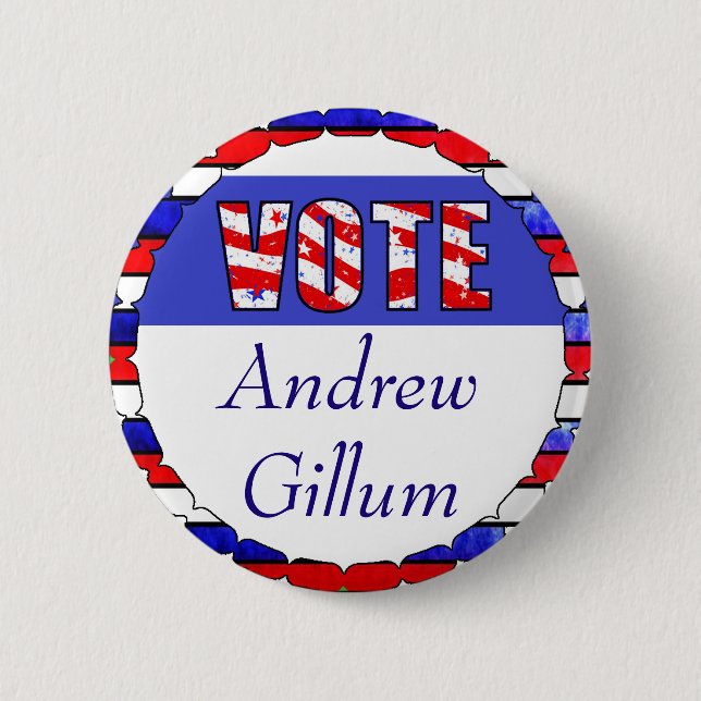 Vote for Andrew Gillum Election Button (Front)