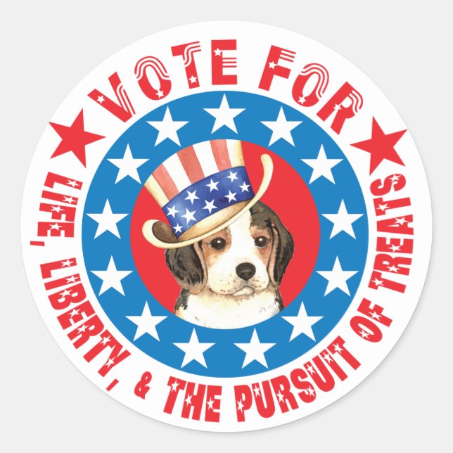 Vote for Beagle Classic Round Sticker (Front)