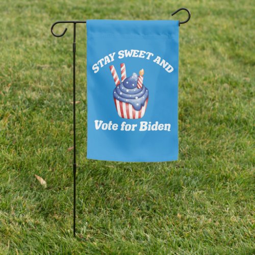 Vote for Biden Cute 2024 Election Cupcake Blue Garden Flag