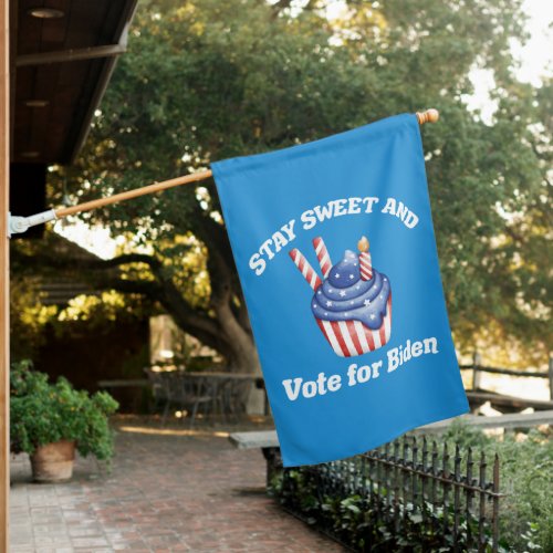 Vote for Biden Cute 2024 Election Cupcake Blue House Flag