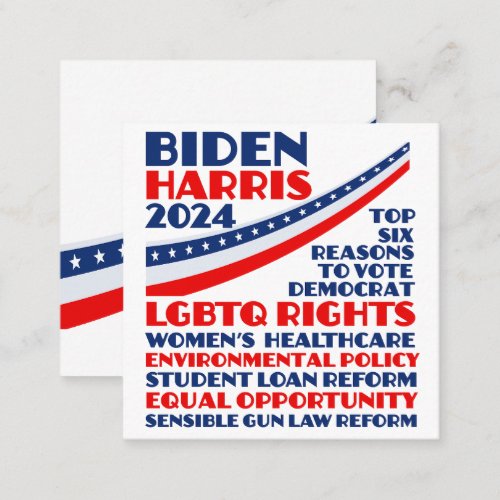 Vote for Biden Harris 2024 Election Platform Square Business Card