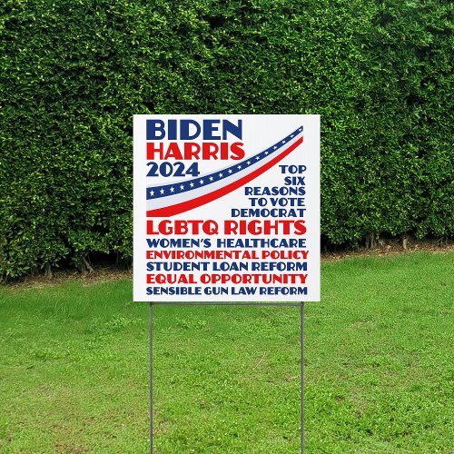Vote for Biden Harris 2024 Election Platform Yard Sign