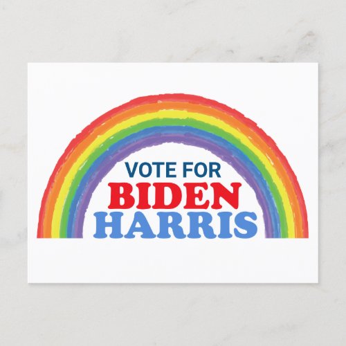 Vote for Biden Harris Rainbow LGBTQ Election Postcard