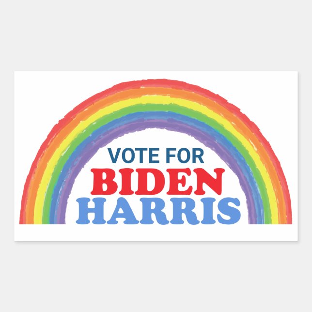 Vote for Biden Harris Rainbow LGBTQ Election Rectangular Sticker (Front)