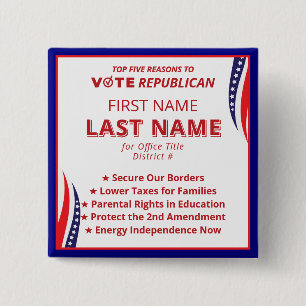 Vote for Candidate Name 2026 Republican Platform Button