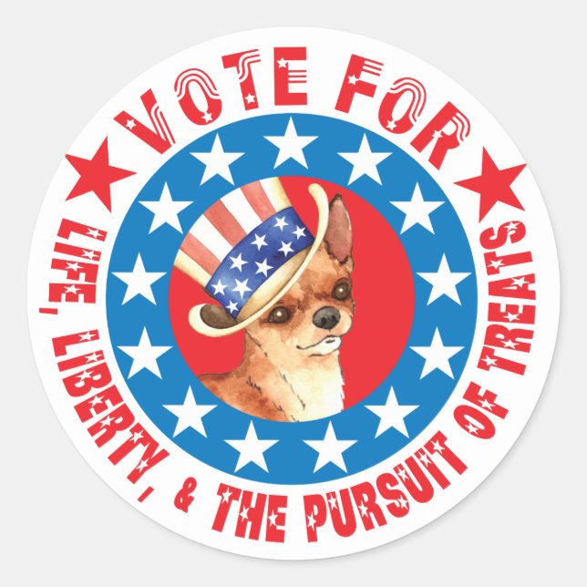 Vote for Chihuahua Classic Round Sticker (Front)