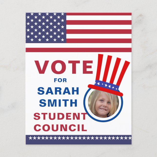 Vote for Class President: Hat & flag photo Flyer (Front)