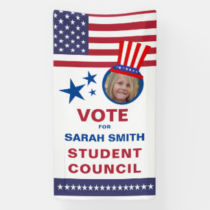 Vote for Class President: Hat & flag photo Flyer Banner