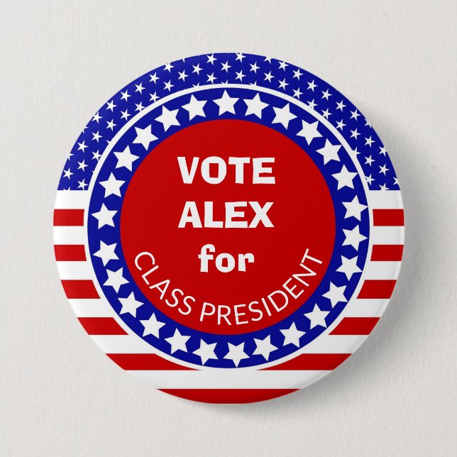 Vote for Class President: Student Council Election Button (Front)