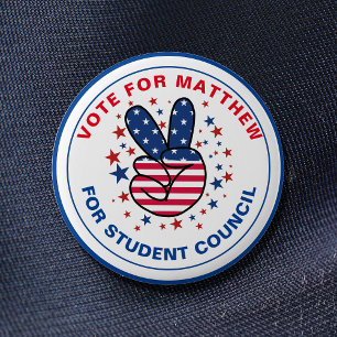 Vote for Class President: VICTORY sign Button