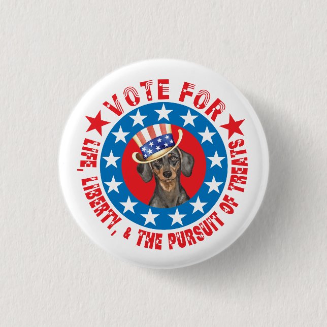 Vote for Dachshund Pinback Button (Front)