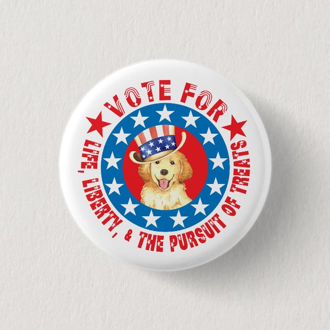 Vote for Golden Pinback Button (Front)