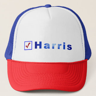 Vote for Harris Red Check in Blue Box Hats
