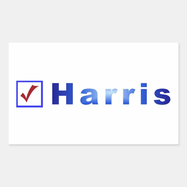 Vote for Harris Red Check in Blue Box Stickers (Front)