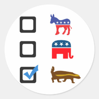 Vote for Honey Badger Classic Round Sticker