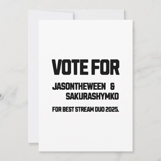 Vote for Jason and Sakura Thank You Card (Front)
