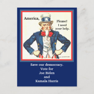 Vote for Joe Biden & Kamala Harris, Uncle Sam pic Postcard