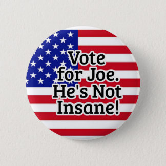 Vote for Joe. He's Not Insane! Button