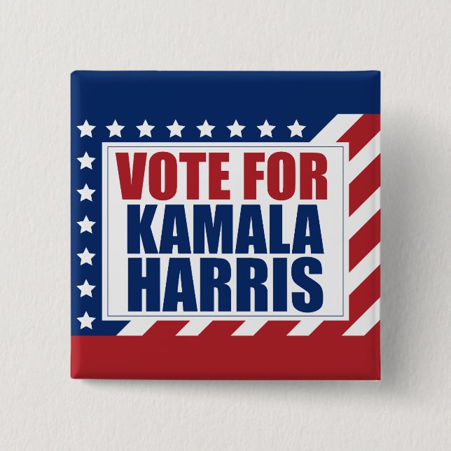 Vote for Kamala Harris American Flag Button (Front)