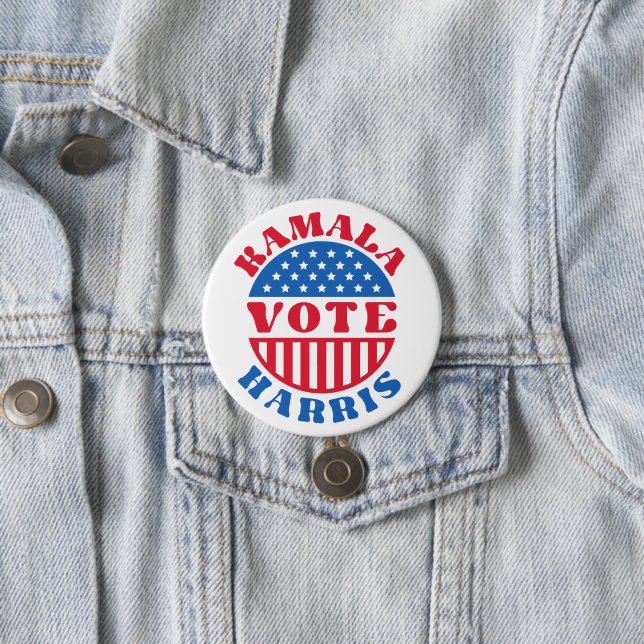 Vote for Kamala Harris Retro Patriotic Button (In Situ)