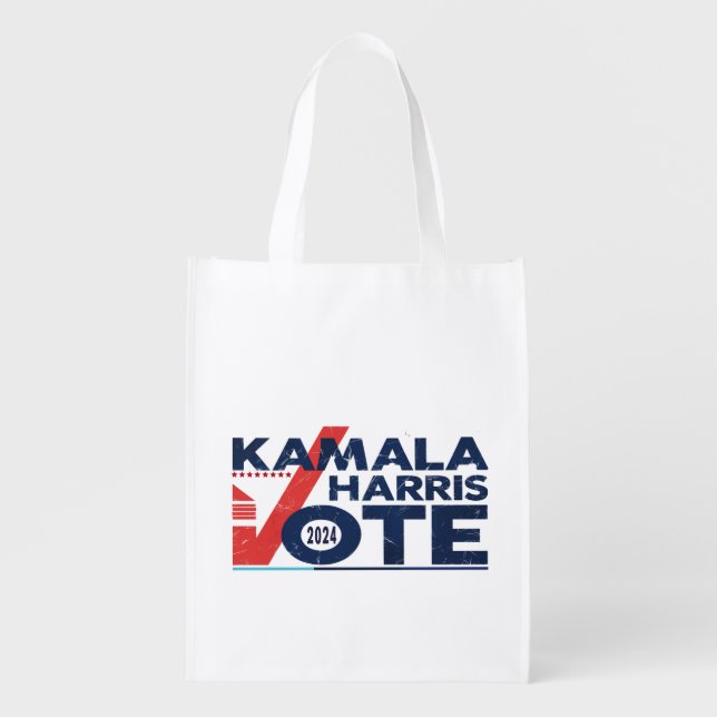Vote for Kamala Harris T-Shirt Grocery Bag (Front)