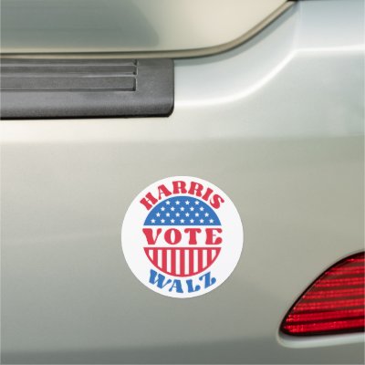 Vote for Kamala Harris &amp; Tim Walz Retro Patriotic Car Magnet