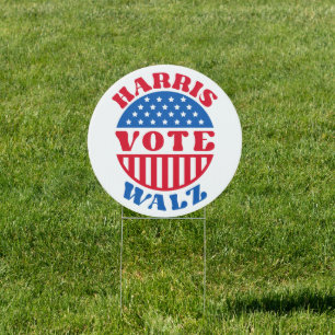 Vote for Kamala Harris & Tim Walz Retro Patriotic Sign