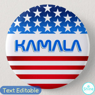 Vote for Kamala Harris USA Flag Modern Typography Button