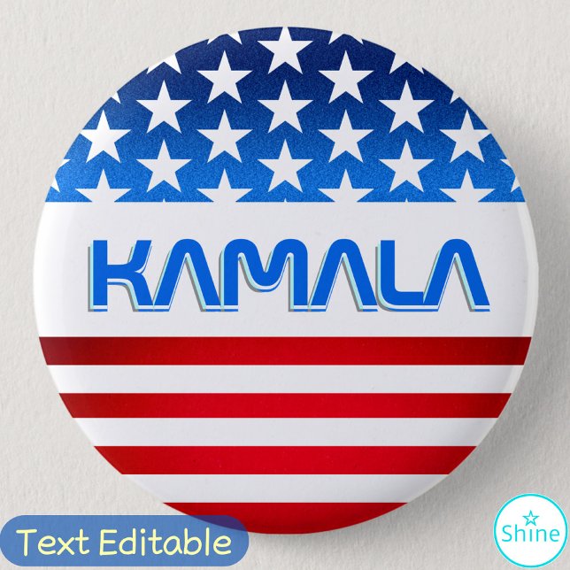 Vote for Kamala Harris USA Flag Modern Typography Button (Creator Uploaded)