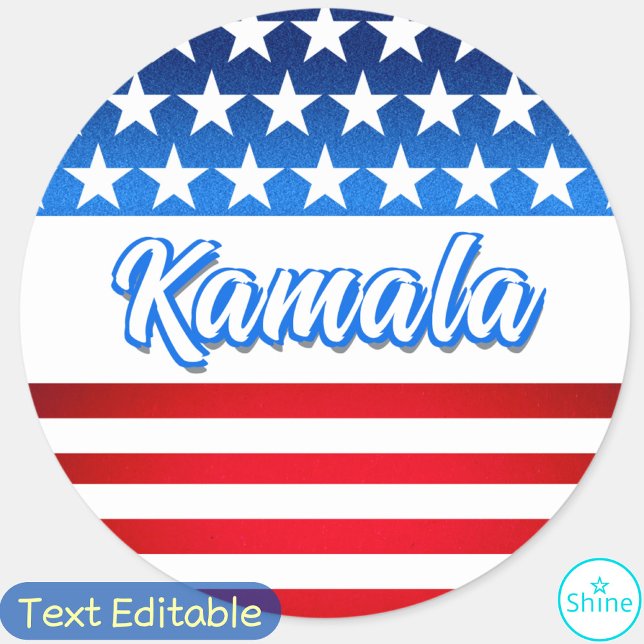 Vote for Kamala Harris USA Flag Personalized Text Classic Round Sticker (Creator Uploaded)