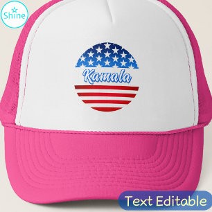 Vote for Kamala Harris USA Flag Personalized Text Trucker Hat