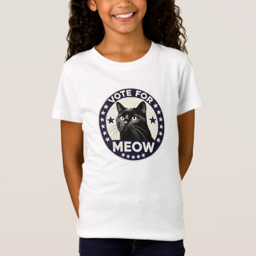 Vote for Meow _ a cute black cat T_Shirt