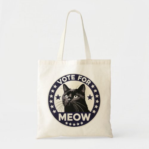 Vote for Meow _ a cute black cat Tote Bag