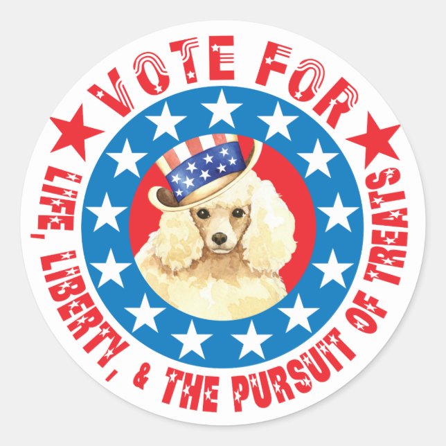 Vote for Miniature Poodle Classic Round Sticker (Front)