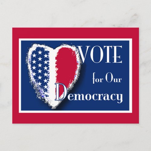 Vote for Our Democracy Patriotic Heart Postcard