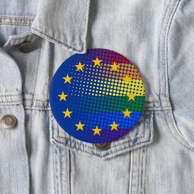 Vote For Our Future Europe Election Pride Rainbow Button (In Situ)