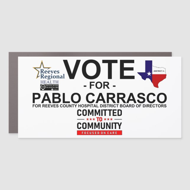 Vote for Pablo Carrasco Car Magnet (Front)