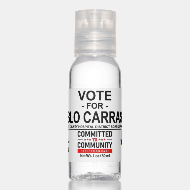 Vote for Pablo Carrasco Hand Sanitizer (Front)