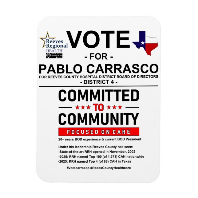 Vote for Pablo Carrasco Magnet (Vertical)