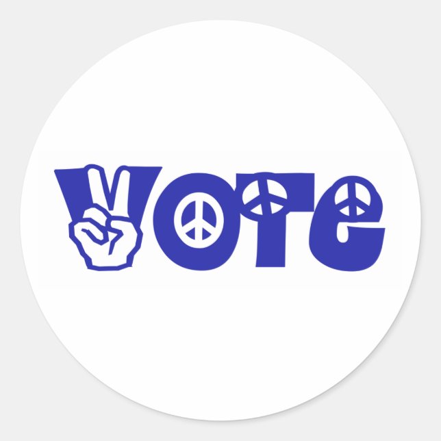 Vote For Peace Classic Round Sticker (Front)