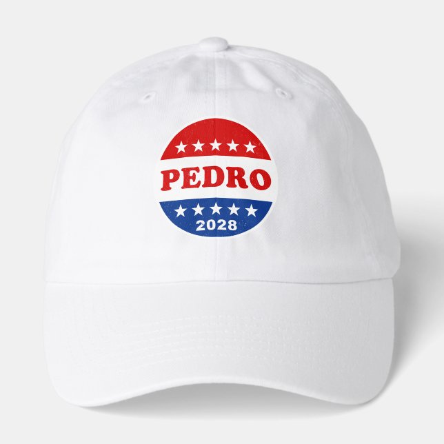 Vote for Pedro 2028 Retro Campaign Button Funny Hat (Front)