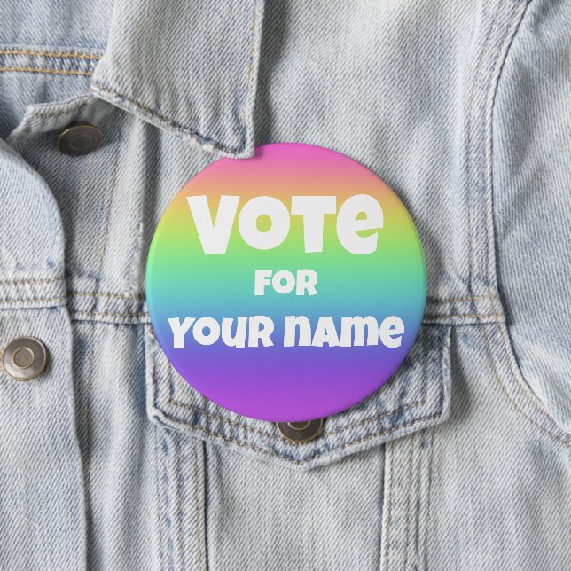 Vote for Personalized Name Rainbow Button (In Situ)