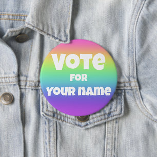 Vote for Personalized Name Rainbow Button