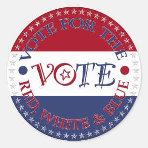 Vote For The Red, White and Blue VOTE Script Classic Round Sticker
